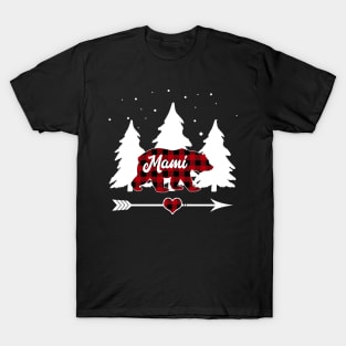 Mami Bear Buffalo Plaid Christmas Matching Family Pajama T-Shirt